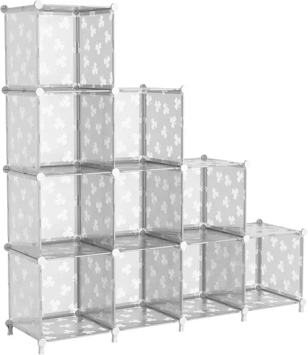 Vista 15 de UNKU Organizador de almacenamiento de cubos, 3 cubos organizadores de armario, estantes de almacenamiento, estantería apilable para bricolaje