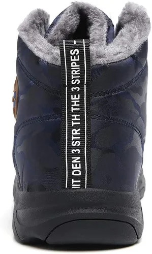 Vista 3 de TSIODFO Moda Hombres Botas Invierno Impermeable Al Aire Libre Senderismo Zapatos Cuero Negro