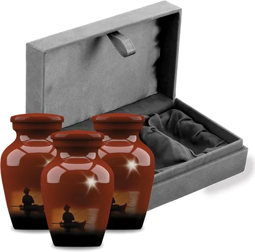 Vista 10 de Forever URNS - Urna funeraria de cremación para adultos con tema clásico de hombre de pesca para cenizas humanas de mujeres y hombres, 320 pulgadas