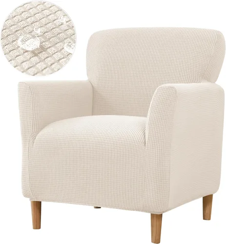 Vista 26 de CRFATOP - Funda elástica para sillón de mediados de siglo moderno de 1 pieza, fundas de silla de acento de jacquard con brazos, fundas de silla