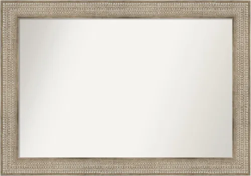 Vista 216 de Amanti Art Espejo de baño plateado para sobre fregadero, 26 x 26 pulgadas, espejo cuadrado de níquel pulido, marco de madera tradicional mediano, se