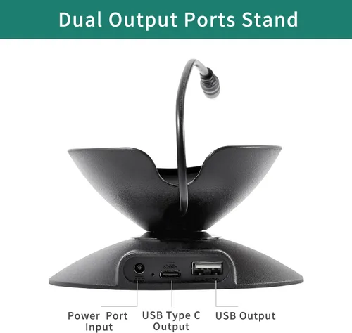 Vista 3 de Soporte ajustable para Echo Spot (versión 2024) y Homepod Mini con puertos de carga USB-C y USB-A, base giratoria de 280 grados y almohadilla