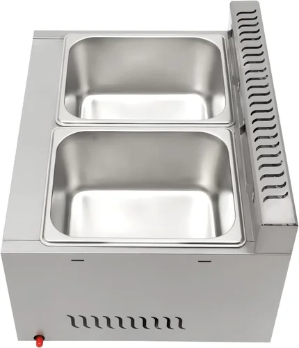 Vista 3 de Freidora comercial, freidora de acero inoxidable de doble tanque, freidora de gran capacidad de 12L, freidora con control de interruptor