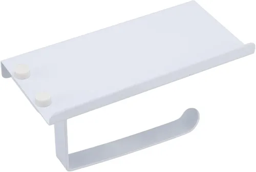 Vista 8 de Portarrollos de papel higiénico, soporte de papel higiénico de baño, soporte de papel higiénico de montaje en pared con estante, estante de acero