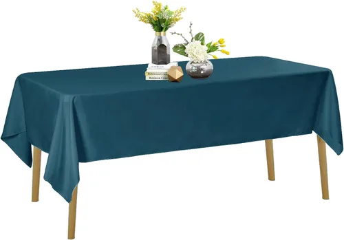 Vista 102 de Mantel de poliéster lavable de 132 pulgadas, resistente a las manchas y a las arrugas, mantel decorativo para mesa de comedor, fiestas de bufé