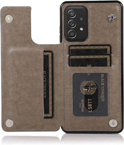 Vista 9 de UEEBAI Funda para Samsung Galaxy A53 5G, funda de cuero PU de lujo con [dos cierres magnéticos] [ranuras para tarjetas] Función de atril Durable A