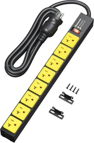 Vista 8 de DEWENWILS Regleta de alimentación larga, cable de 6 pies de ancho espaciado, certificación UL 8 tomacorrientes, SJTW 14/3C, 1875W, disyuntor 15A