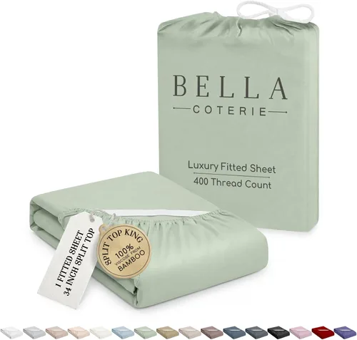 Vista 44 de Bella Coterie - Sábana bajera ajustable de viscosa de bambú de lujo, tamaño individual, 100% cultivada orgánicamente, ultrasuave, refrescante