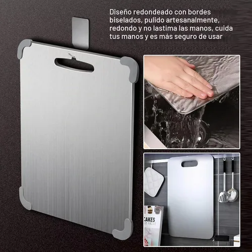 Vista 4 de Tabla de cortar de titanio, tabla de cortar de titanio 100% puro para cocina, última versión gruesa de 0.06 pulgadas, ángulo de protección