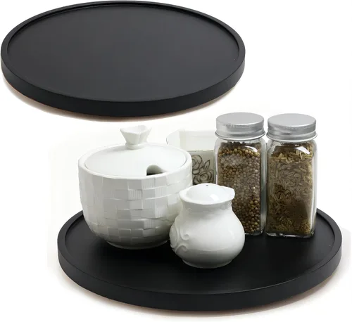 Vista 9 de Organizadores Lazy Susan de Madera de Acacia de 10 Pulgadas, ACIAZAAZ Lazy Susan Giratorio para Gabinete, Giratorio de Cocina para Almacenamiento