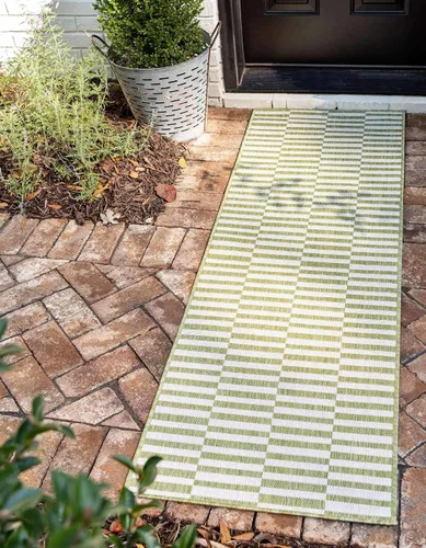 Vista 41 de Unique Loom Outdoor Striped Collection - Alfombra a rayas (4' 1" x 6' 1" Rectángulo, azul/marfil)