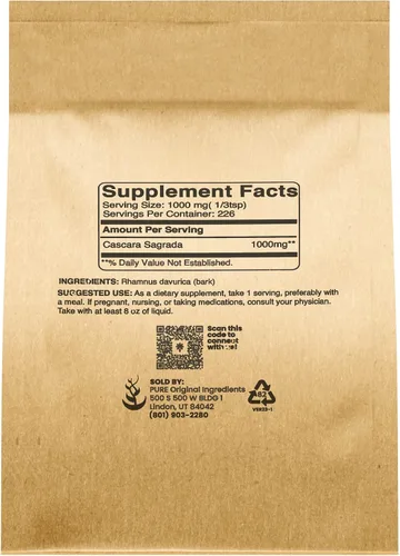 Vista 2 de Pure Original Ingredients Cascara Sagrada (8oz) Sin OMG y sin gluten, glucósidos