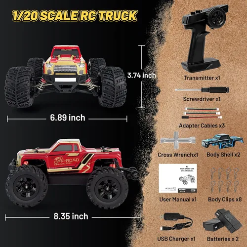 Vista 2 de JT20W-V2 - Coche RC 1/20 a escala 4WD sin escobillas para adultos, camión RC de pasatiempo de alta velocidad de 45KPH, vehículo eléctrico