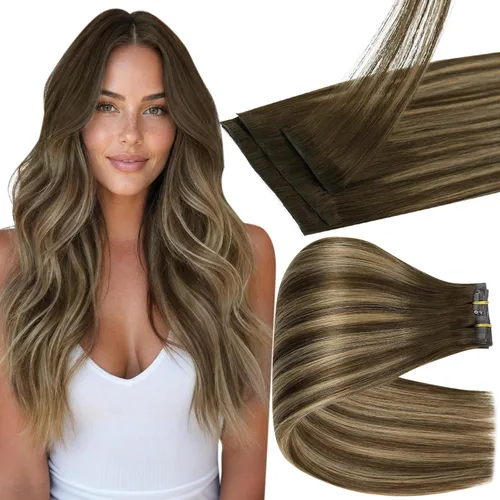 Vista 18 de Full Shine - Extensiones de cabello sin costuras con clip, color marrón oscuro