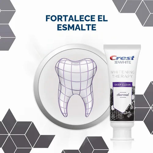 Vista 5 de Crest Charcoal 3D Pasta de dientes blanca, terapia blanqueadora, limpieza profunda con flúor, menta vigorizante, 5.2 onzas