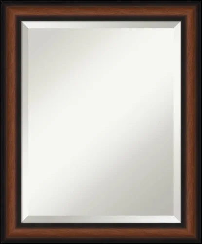 Vista 10 de Amanti Art Espejo de baño marrón para sobre el fregadero, espejo rectangular de tocador rectangular de nogal Harvard de 25 x 21 pulgadas, marco