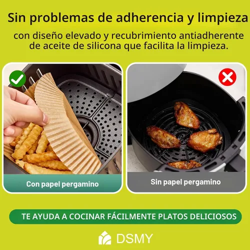 Vista 2 de Forros de papel desechables para freidora de aire, revestimiento de papel desechable cuadrado de 8 pulgadas para freidora de aire de 5 a 8 cuartos