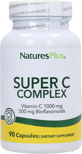Vista 2 de NaturesPlus Super C Complex - 90 cápsulas - 1000 mg de vitamina C + 500 mg de bioflavonoides - Vegetariano, sin gluten - 45 porciones