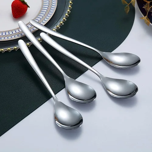 Vista 4 de Cucharas de cena de 6 piezas, cucharadas de acero inoxidable de 8.1 pulgadas, cucharas de sopa, cucharas de postre, cucharas de cubiertos