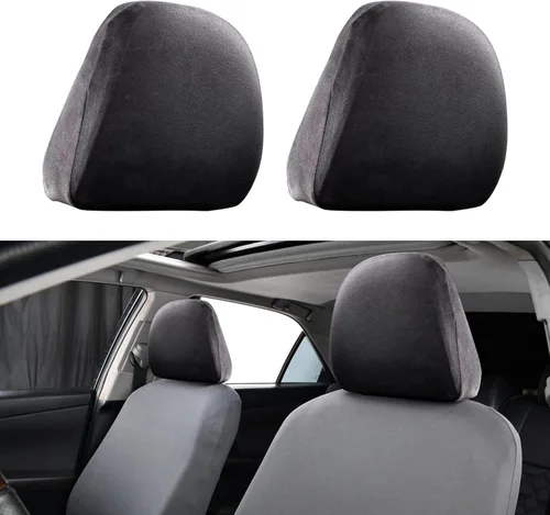 Vista 6 de gunhunt Paquete de 2 fundas para reposacabezas de automóvil, fundas universales antisucias, protector suave para reposacabezas de automóvil Negro