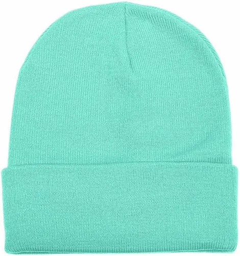 Vista 30 de Gelante Gorro Beanie de Punto Cálido con Dobladillo Liso para Hombres y Mujeres Gorra de Calavera. Azul aguamarina