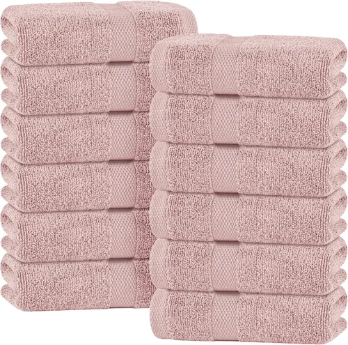 Vista 24 de Toallas de mano blancas clásicas para baño [paquete de 12] Toallas de mano de algodón a granel para gimnasio, cocina y spa, 16x27 pulgadas, toallas