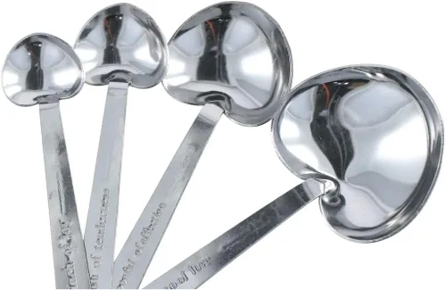 Vista 2 de Leadigol Juego de 12 cucharas medidoras en forma de corazón, cucharas de acero inoxidable para café, azúcar, cucharas de cocina para hornear