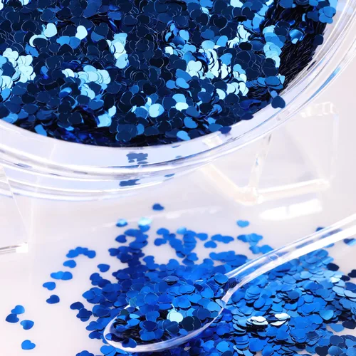 Vista 6 de Purpurina de uñas – Purpurina gruesa de corazones azules en tarro – Purpurina de 3,5 onzas para manualidades – Purpurina para limo – Purpurina