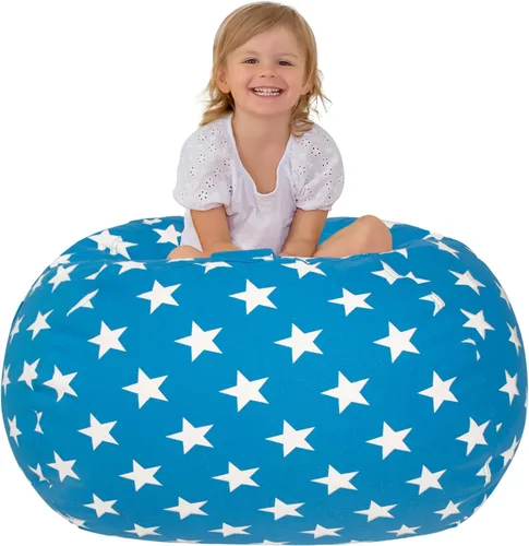 Vista 20 de Aubliss - Silla de almacenamiento para peluches en forma de puf (Estrella Aqua, Mediana (32"))