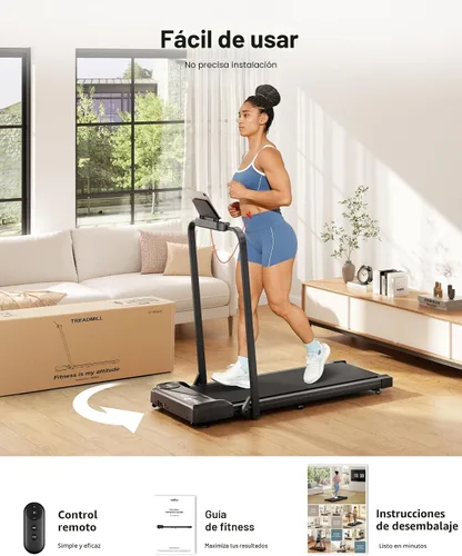 Vista 4 de THERUN Walking Pad with Handle Bar, Under Desk Walking Treadmill for Home Negro