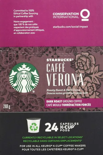 Vista 6 de Starbucks Caffe Verona Dark, K-Cup para cafeteras Keurig, 24 unidades (paquete de 4)
