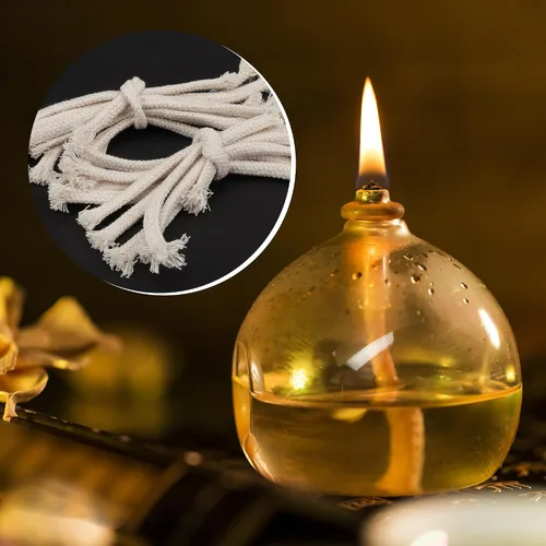 Vista 6 de SWATOM Mechas de lámpara de aceite de algodón redondas de 1/4" 20 piezas para antorchas Tiki, quemador de vela de alcohol, lámpara de queroseno