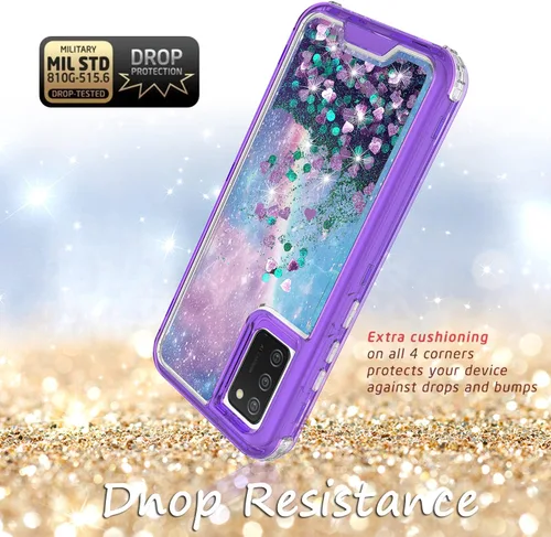 Vista 4 de Hybird 3 en 1 compatible con Samsung Galaxy A52, diseño gráfico degradado de arena movediza líquida flotante funda protectora para Samsung Galaxy