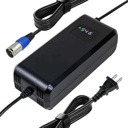 Vista 12 de Cargador de batería de litio de 54.6 V 2 A para batería de iones de litio de 48 V 13s, adaptador de corriente con pantalla HD para voltaje de carga