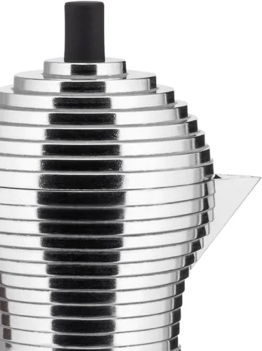 Vista 5 de Alessi MDL02/1 B "Pulcina" - Cafetera de espresso para estufa de 1 taza con asa y perilla de aluminio en color negro