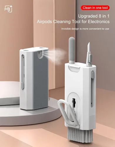 Vista 3 de Kit de limpieza para Airpod 8 en 1 Kit de limpieza multifunción para teléfono celular, auriculares, cámara, PC, dispositivos inteligentes, limpieza