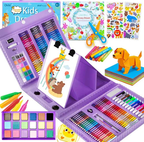 Vista 11 de Suministros de Arte, Set de Arte de 297 Piezas Kit de Dibujo para Niñas Niños Artistas, Caja de Regalo de Arte de Lujo con Caballete Plegable