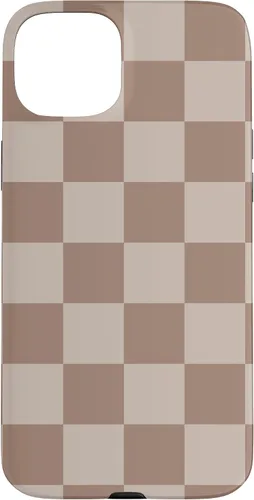 Vista 9 de Funda para iPhone 16 marrón con diseño de cuadros grandes, color beige estético marrón