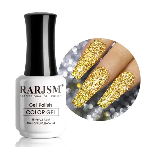 Vista 19 de RARJSM Esmalte de uñas de gel con purpurina verde, esmalte de gel reflectante con destellos de purpurina y diamantes, esmalte de uñas de gel