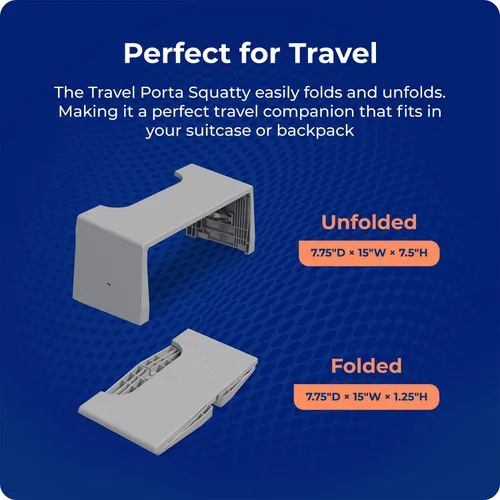 Vista 3 de Squatty Potty Porta Traveler Taburete plegable de inodoro para viajes, 7" de altura, gris Portable Footrest for Squatting, Improved Digestion &
