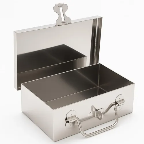 Vista 2 de Bin Buddy Caja de almacenamiento de acero para candado, diseño compacto de 7 x 4 x 2 pulgadas, ideal para almacenar joyas, reliquias, pasaportes