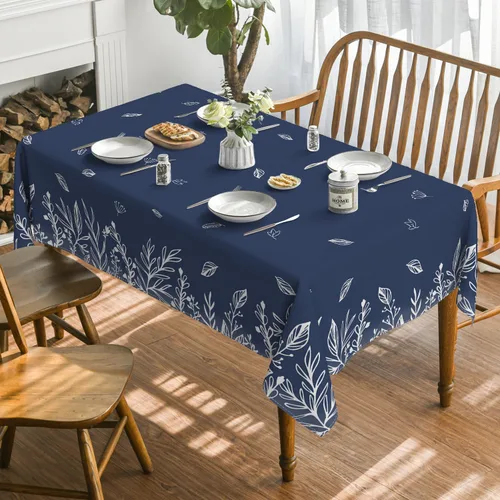Vista 2 de Horaldaily Fall Tablecloth 52×70 Inch Rectangular, Thanksgiving Autumn Harvest Blue Wild Flowers Table Cover for Party Picnic Dinner Decor