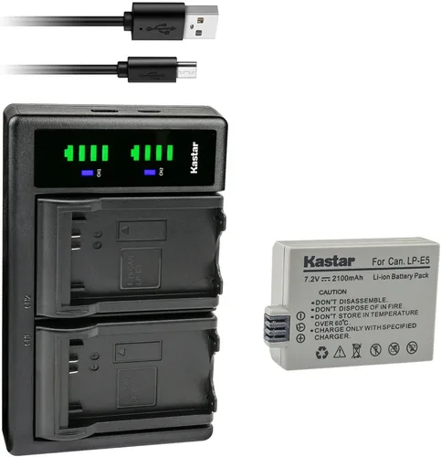 Vista 8 de Kastar Cargador de batería USB LTD2 para Canon LP-E5 LPE5, Canon LC-E5, LC-E5C, cargador LC-E5E, Canon EOS Rebel XSi, EOS Rebel XS, EOS Rebel T1i