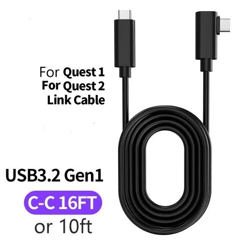 Vista 2 de TNE Cable USB C a USB C 3.0 de 10 pies, cable de enlace para Oculus Quest 2/Quest 3/Meta Quest Pro y cable de cargador de repuesto Transferencia