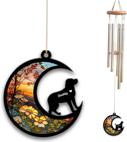 Vista 67 de Carillón de viento con atrapa el sol afghan Hound, campanilla de viento conmemorativa de girasol personalizada para perro, regalo de pérdida