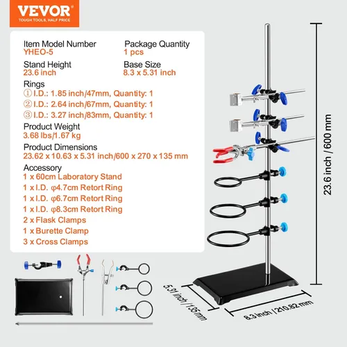 Vista 2 de VEVOR Juego de soporte para laboratorio metálico de grado de laboratorio - Soporte de laboratorio de material de hierro premium, abrazadera