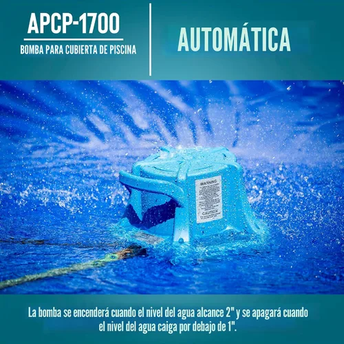 Vista 5 de Little Giant APCP-1700 Bomba de cubierta de piscina de 115 voltios, 1/3 HP, 1745 GPH, automática, sumergible, con cable de 25 pies, azul claro