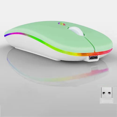 Vista 15 de Paquete de 10 ratones inalámbricos Bluetooth, LED de doble modo recargable, silencioso y delgado, portátil (receptor BT5.2+USB), mouse
