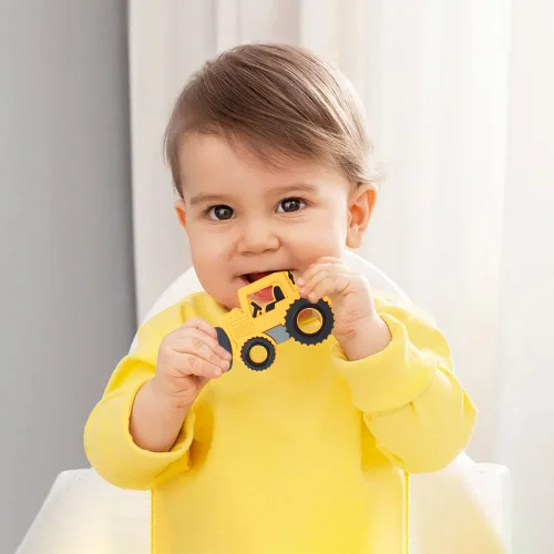 Vista 6 de Juguete mordedor de silicona de grado alimenticio para bebés con soporte para chupete, juguetes de dentición, juego de regalo para niños y niñas a