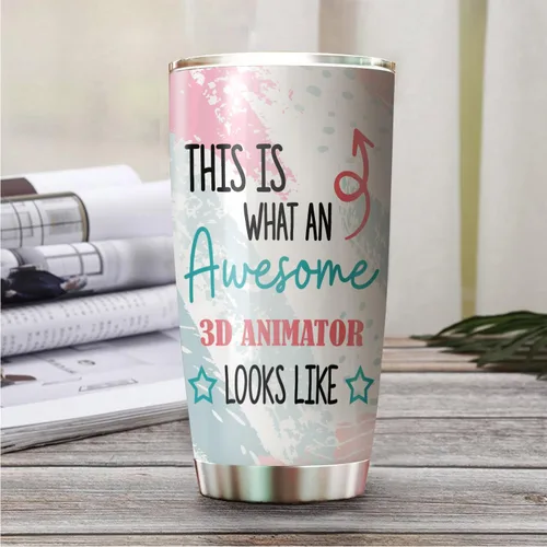 Vista 2 de Vaso de acero inoxidable con diseño de animador 3D This Is What An Awesome de 20 onzas, regalos divertidos para la oficina, mujeres, hombres, amigos